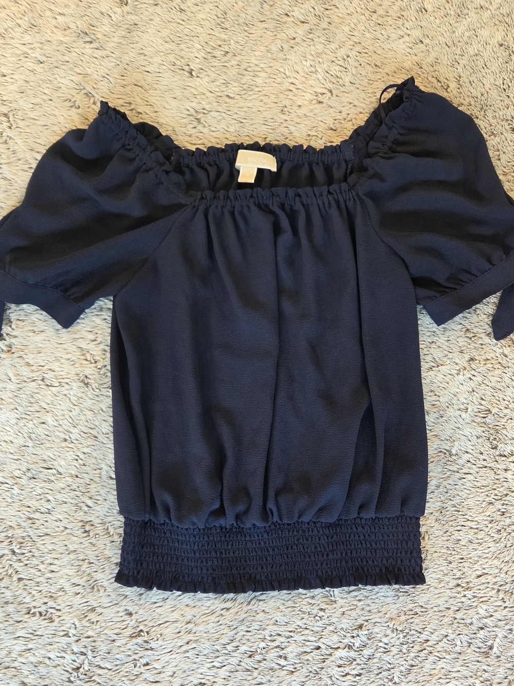 Michael Kors Navy Blue Tie Sleeve Blouse Size Small